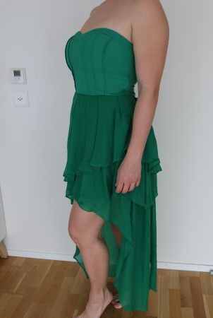 Abendkleid / Cocktailkleid Smaragdgrün Gr. S, Trägerlos