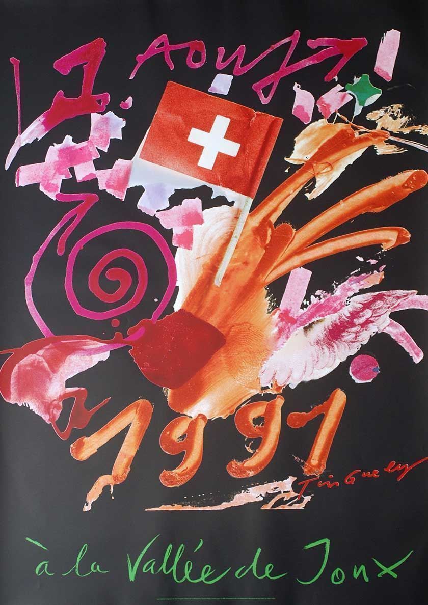 Poster & Bilder: Jean Tinguely 1. août 1991 – Neu (gemäss Beschreibung) aus Bern von Vintage-Art-Poster 1
