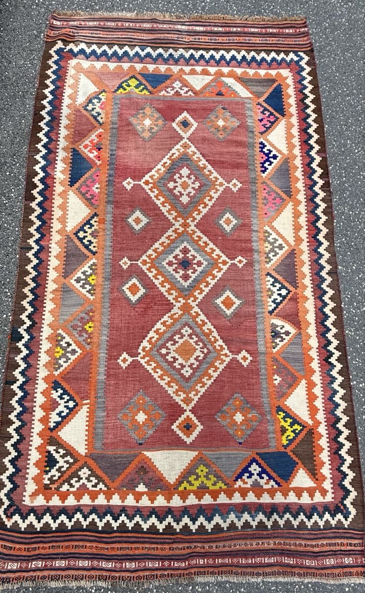 Kelim Tappeti: Handgewebter Perserteppich.( Kelim) 270x148cm, – Usato da Büron venduto da Filadefia-888