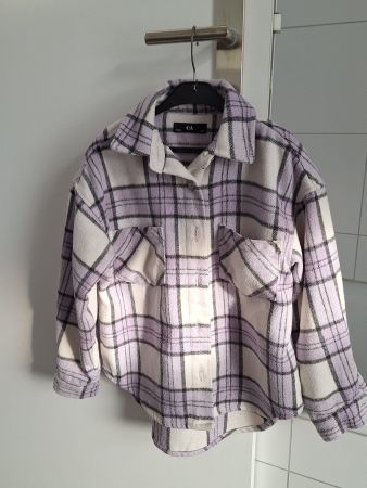 C&A Hemdjacke kariert lila weiss guter Zustand