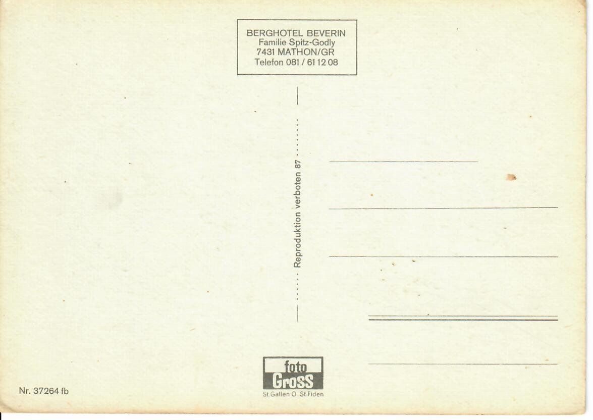 Cartoline postali: Berghotel Beverin - Mathon GR – Usato da Hochdorf venduto da Ziegel-16 1