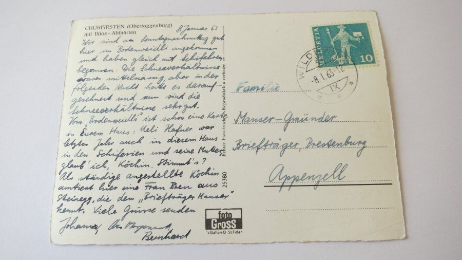 Cartoline postali: Churfirsten - Iltios Abfahrten - 1963 – Usato da Jona venduto da centumprata 1