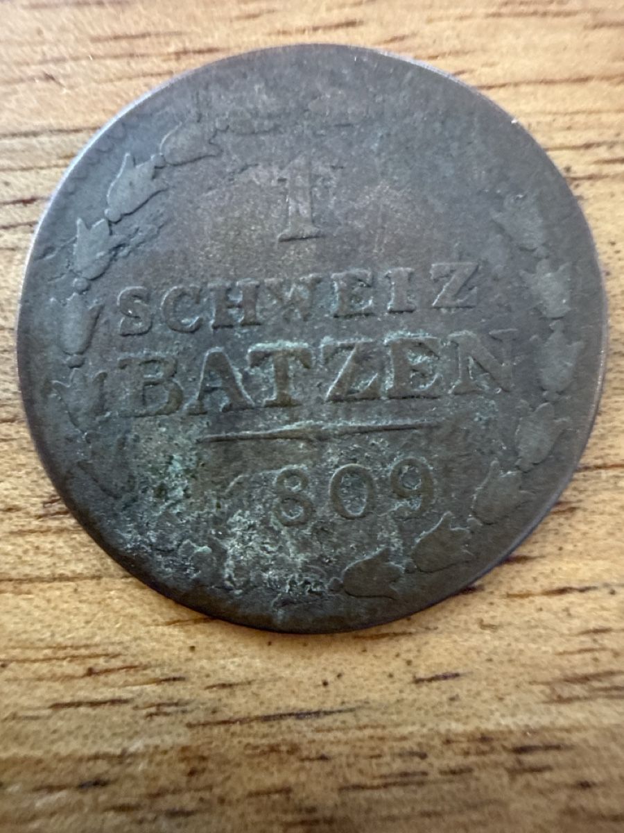 Alle Münzen: Münz 1 Batzen Thurgau 1809 gebraucht – Gebraucht aus Balterswil von tadagmarsan