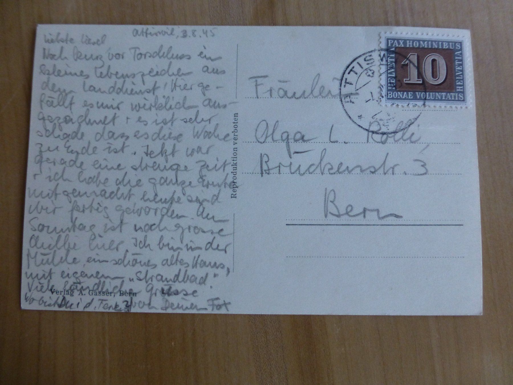 Cartes postales: Attiswil, Ansichtskarte Gesammtsicht 1945 – D'occasion à Bettlach par 1saurer 1