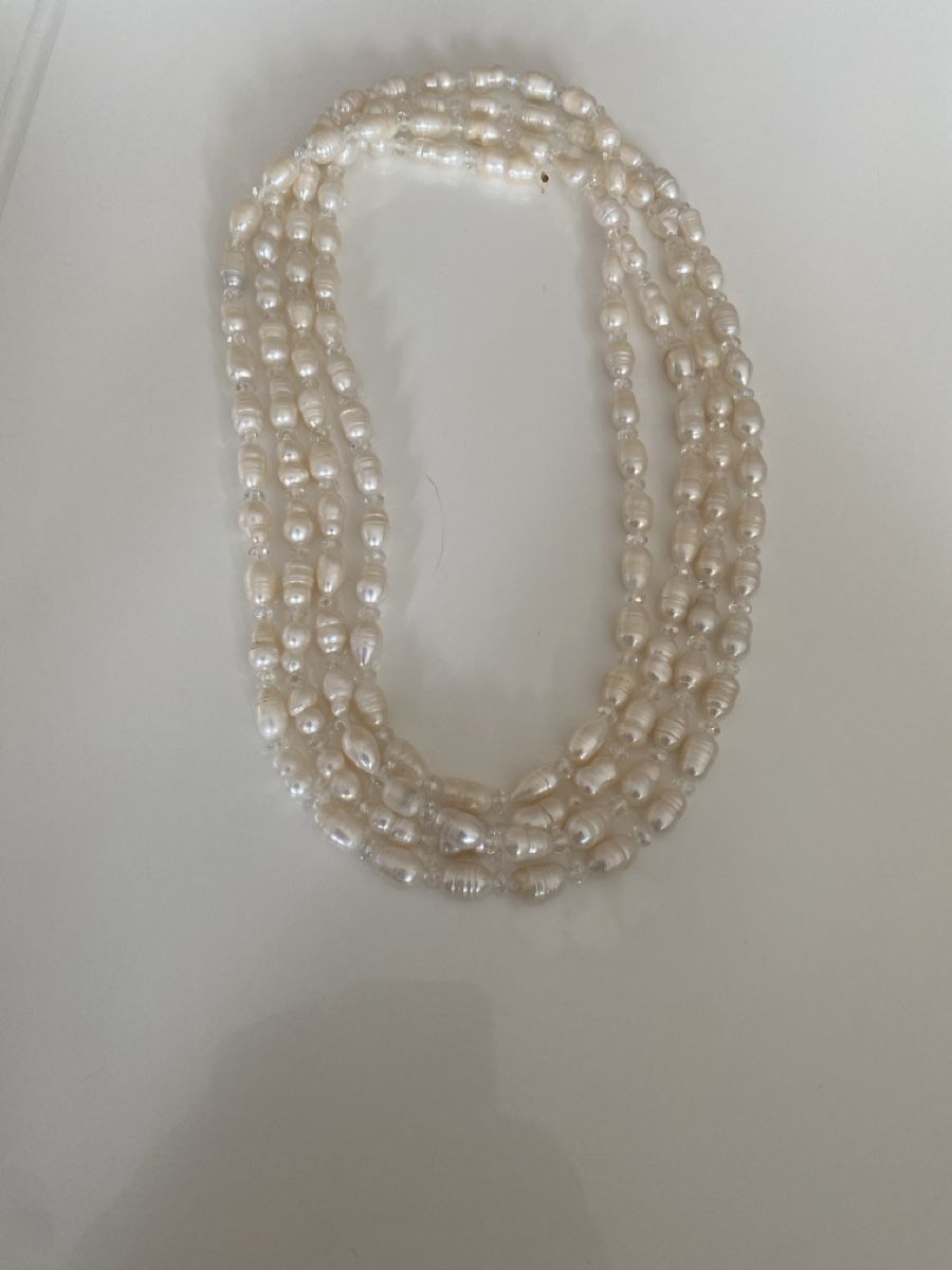 Catenine: Elegante echte Perlenkette mit Strass 4-reihig 240cm – Nuovo (secondo la descrizione) da Läufelfingen venduto da Alles_Garantie 2