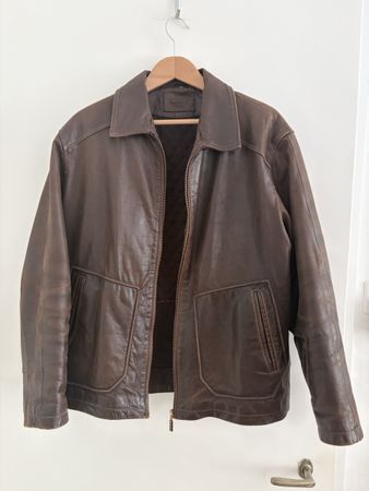Brown leather jacket size M-L used condition