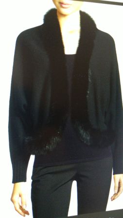 Cardigan Neiman Marcus Kaschmir mit Pelzumrandung 38-40