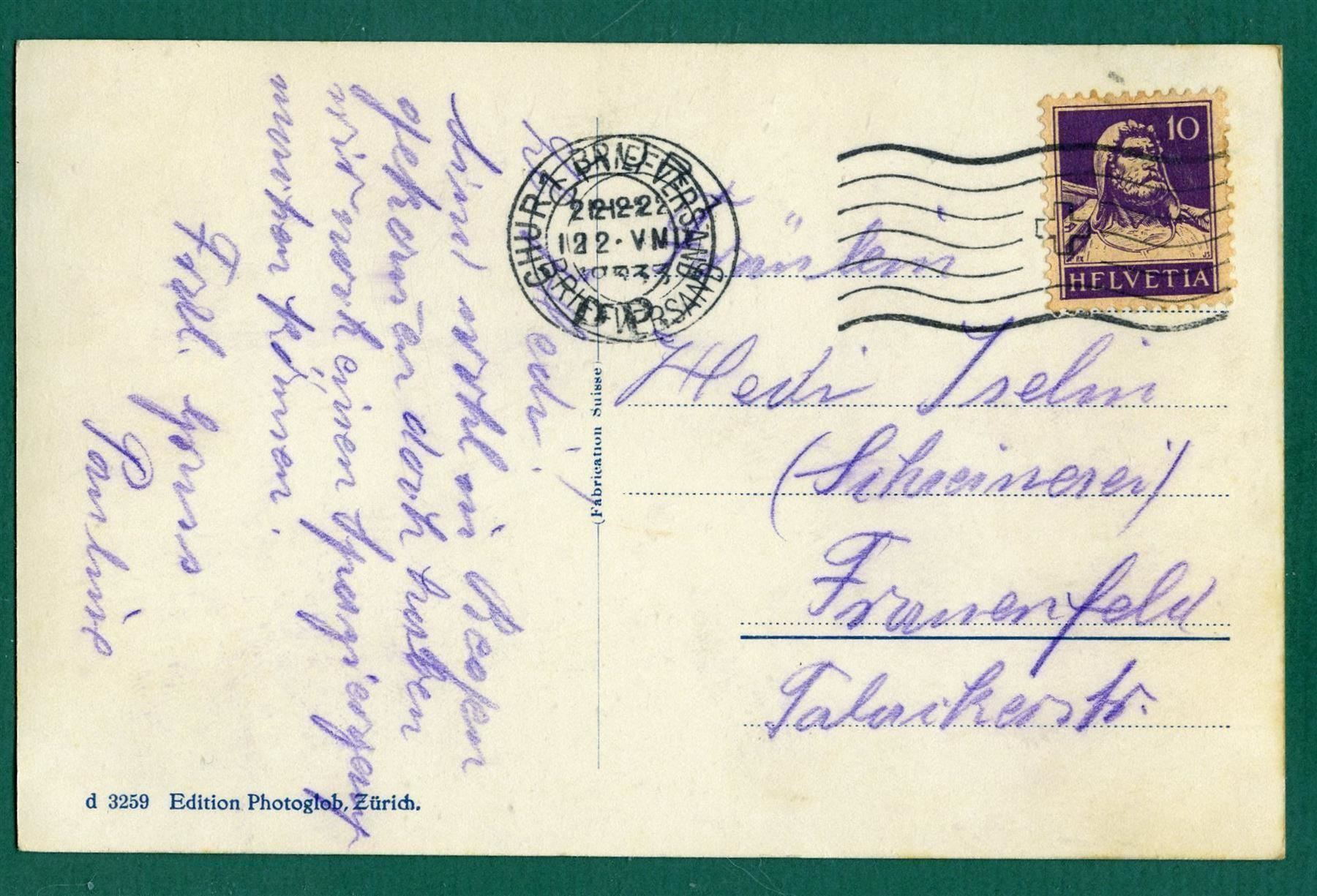 Cartoline postali: Chur, Teilansicht, 1935, gelaufen – Usato da Sargans venduto da Hausi1951 1