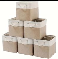 6 Aufbewahrungsboxen Stoff beige 28x28x28 cm neu
