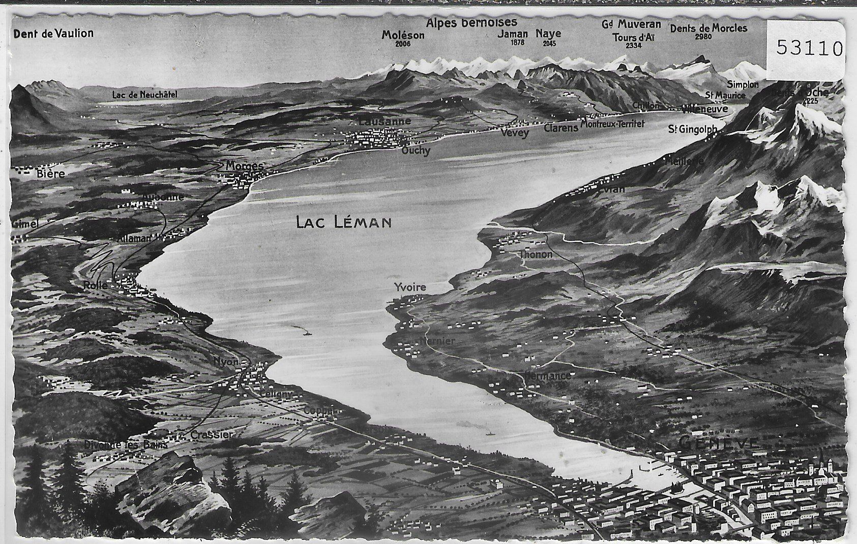 Cartoline postali: Geneve - Lac leman - Panorama – Usato da Ettingen venduto da Kartenplanet