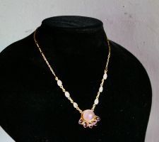 Halskette  Silber vergoldet mit Rosenquarz und Amethyst