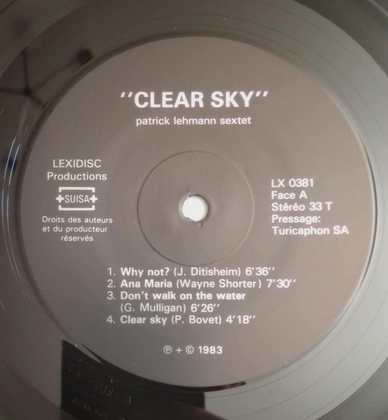 Dischi in vinile: PATRICK LEHMANN SEXTET - CLEAR SKY / disque vinyl 1983 – Usato da Le Locle venduto da borgespatricia 2