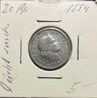 Schweiz 20 Rappen 1884 B - leicht verdreht