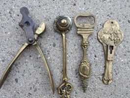 Vintage Messing Konvolut - Kugelzange, Kerzenlöscher & Mehr