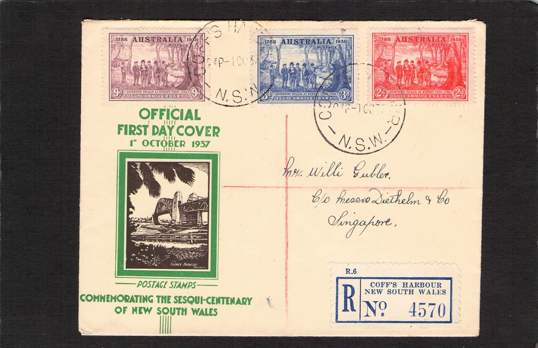 Alle Briefmarken: Australia - Singapore , R - Brief , 1937 – Gebraucht aus Reichenburg von Pipo-67