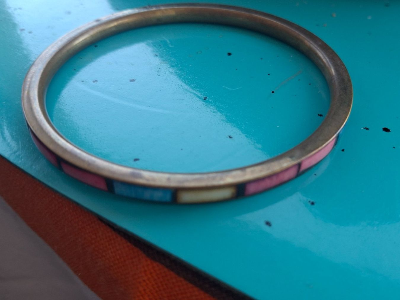 Bracciali & Braccialetti: Vintage Messing & Perlmut Armreif Chunky Bangle Gr. M-L – Usato da Münchenbuchsee venduto da babilibern 2