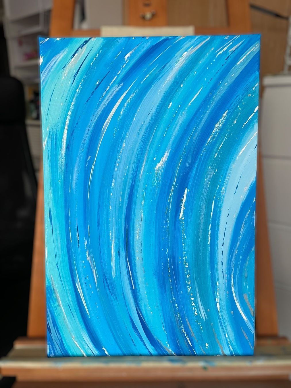 Gemälde: Gemälde 40x60 blau abstrakt Einzelstück – Neu (gemäss Beschreibung) aus Hochdorf von Jasminurschel 1