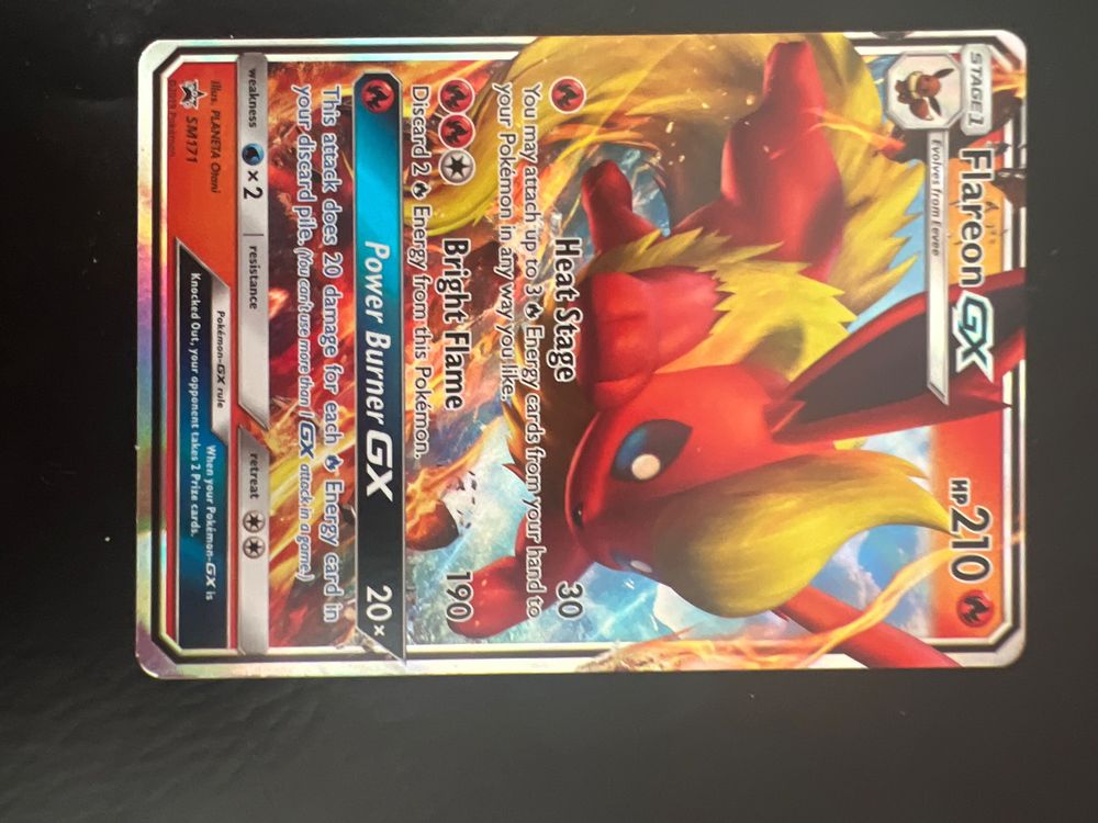 thumbnail image 2 of Pokemon Flareon GX SM171 Black Star Promo Card - Holo Rare Single Trading Card 2 of 13