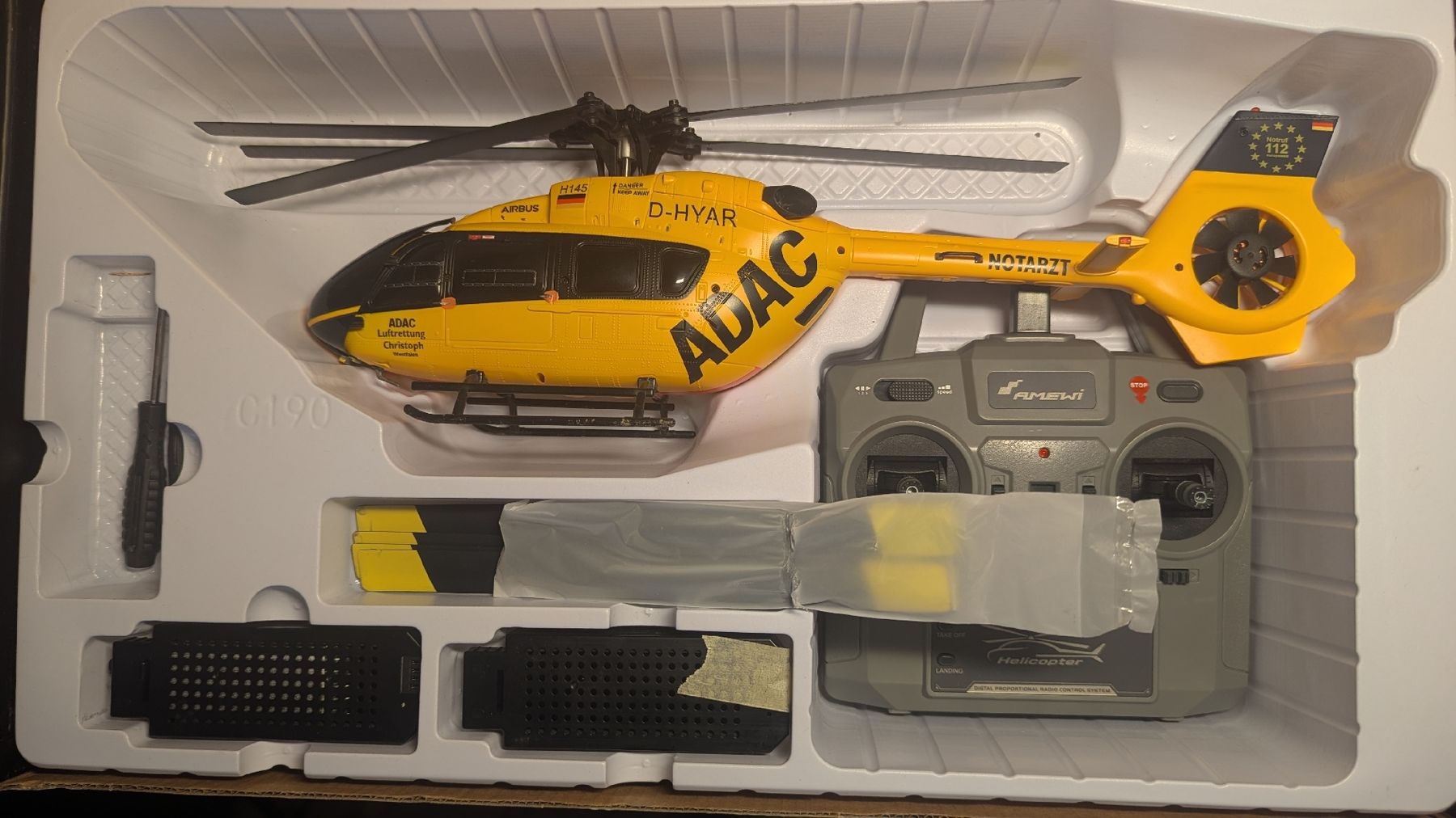 Amewi Modellismo RC: Hélicoptère RC Amewi H145 ADAC  – Difettoso da Gland venduto da Crick1001