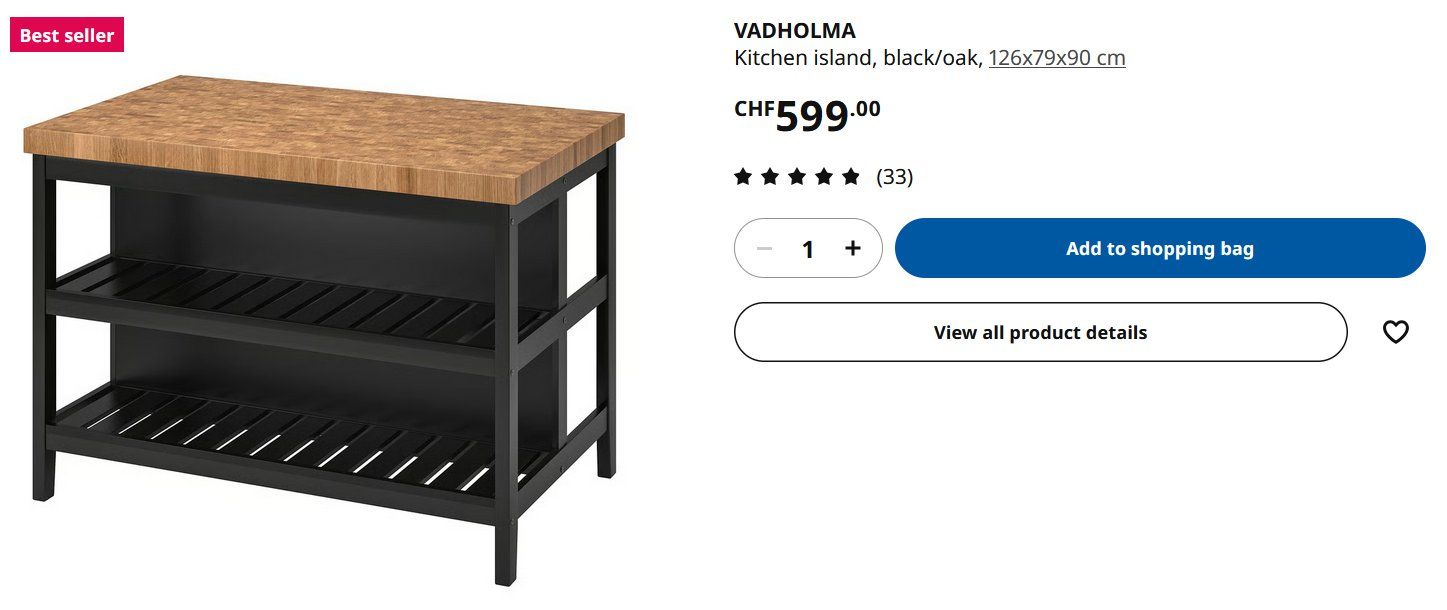 Ikea Tavoli: IKEA Vadholma Kücheninsel / Küchentisch inkl. Hocker – Usato da Bergdietikon venduto da Stryder 3