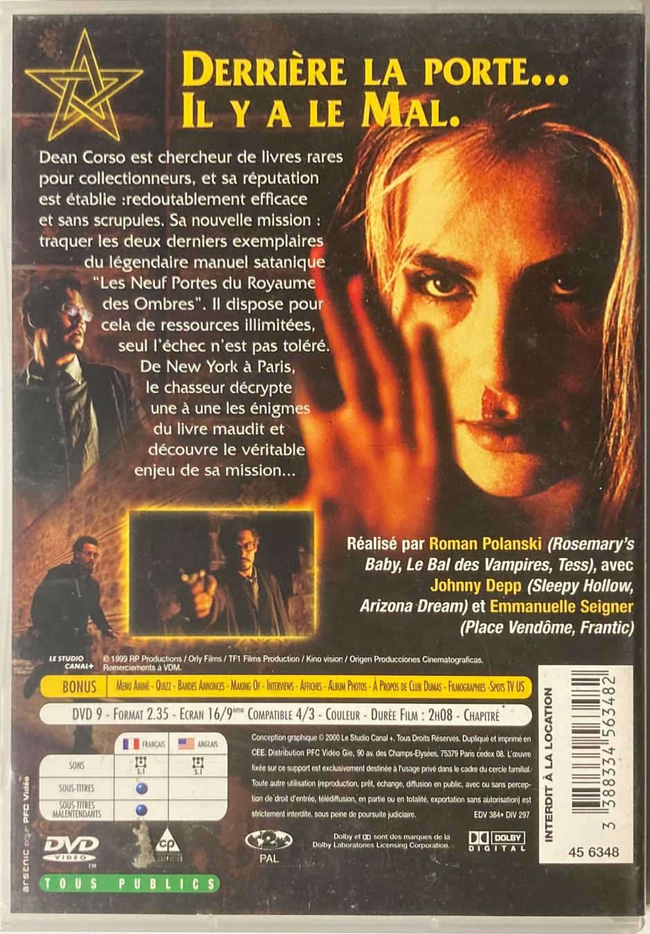 Tutti i DVDs: JOHNNY DEEP - LA NEUVIÈME PORTE – Usato da Poliez-Pittet venduto da Newtown-Records 1