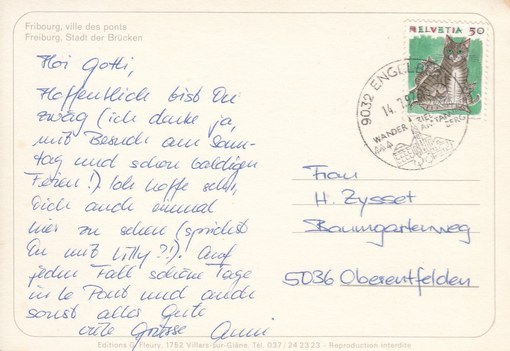 Cartoline postali: Fribourg 1992 – Usato da Bürglen TG venduto da StampGraf 1