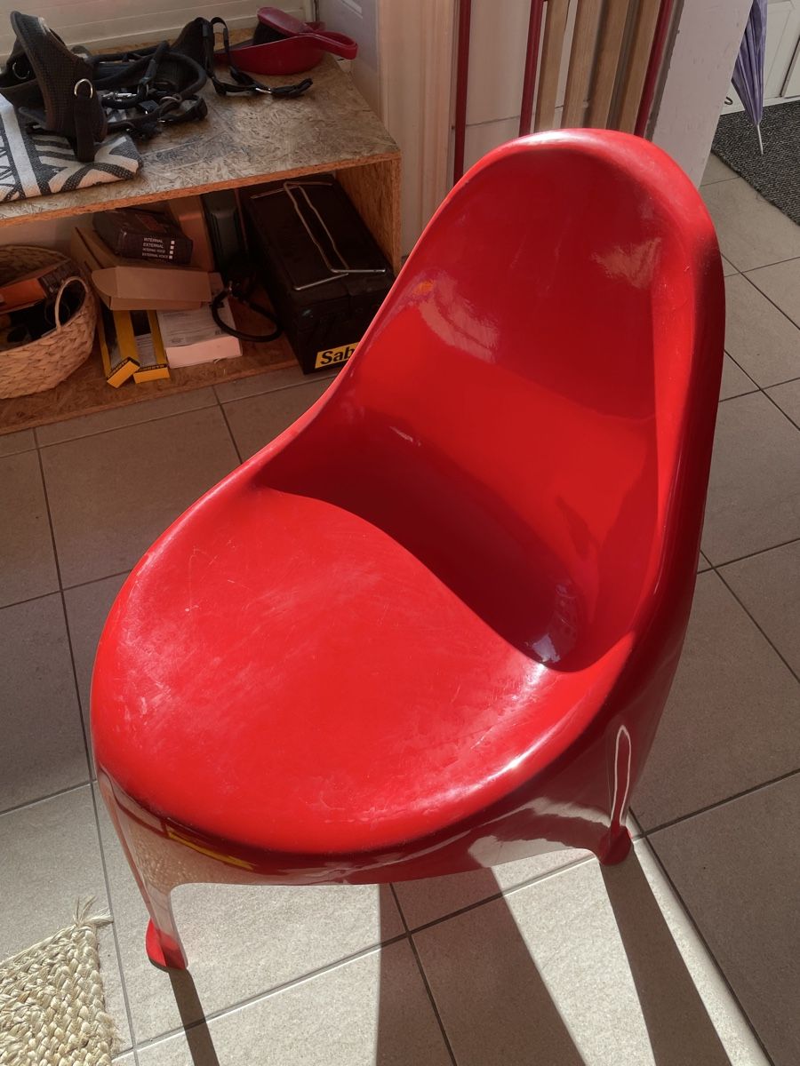Sedie: Walter Frey Sitzstuhl rot Designklassiker – Usato da Biel/Bienne venduto da Azrael 2