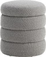 Hocker mit Stauraum Sitzhocker Ottomane Boucle-Polster Grau