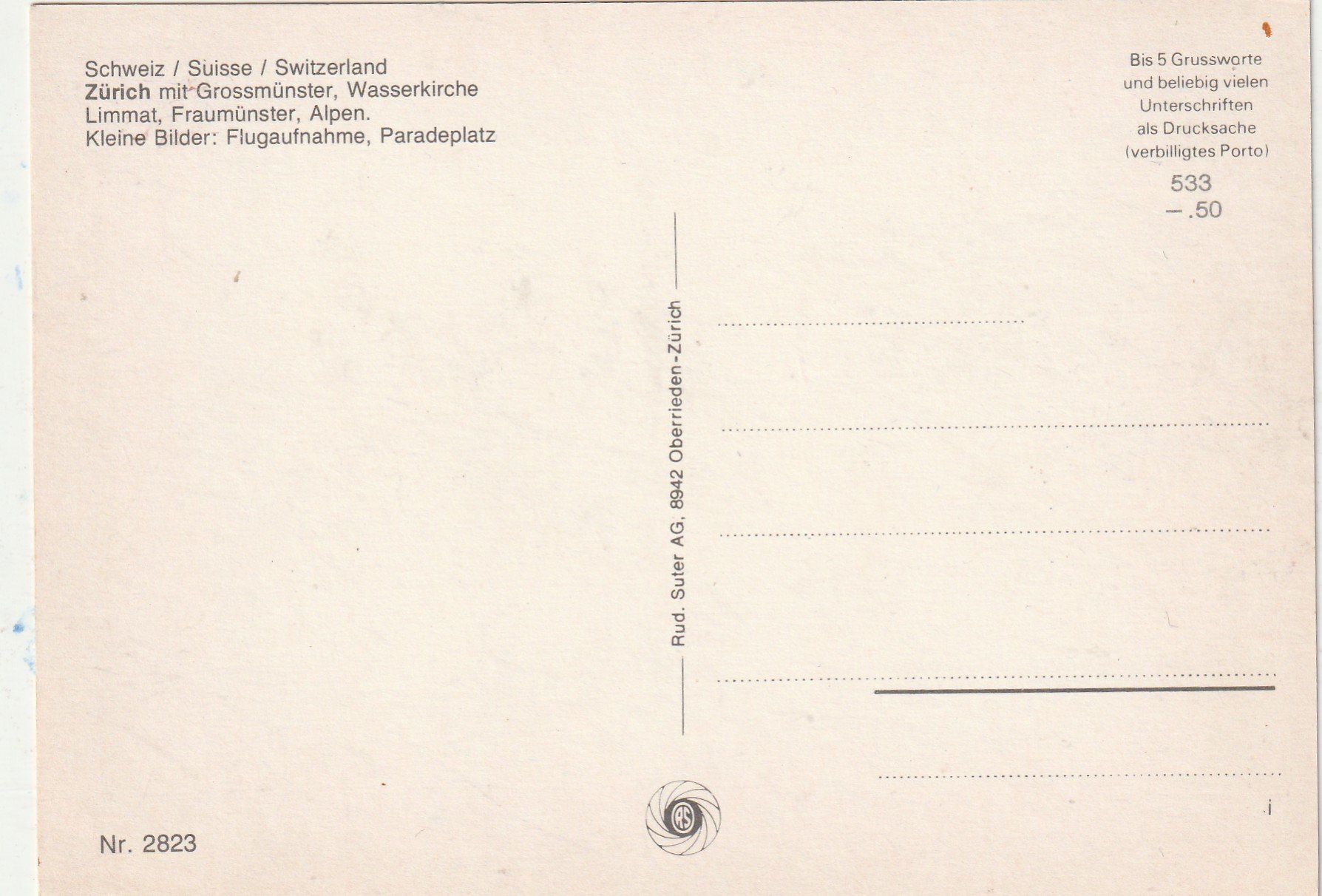 Cartoline postali: Zürich – Usato da Lumbrein venduto da made02 1