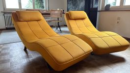 2 Relaxliegen Long Island, senfgelb, mit Kissen