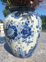 Vase Regina Gouda Holland handbemalt blau weiss Dekor