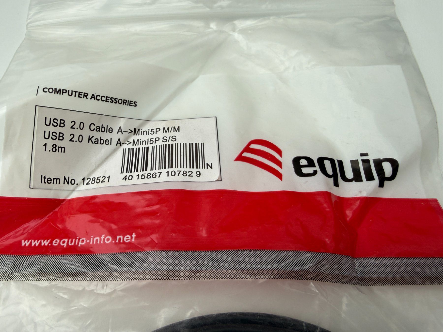 Kabel: Equip, USB-Kabel, USB Typ A 4-pol. auf Mini-USB Typ B 5-pol. – Neu und originalverpackt aus Unterengstringen von Tnovus 4