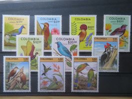 Vögel Kolumbien Mi 1333-38**, Mi 1650 + 1656-58**