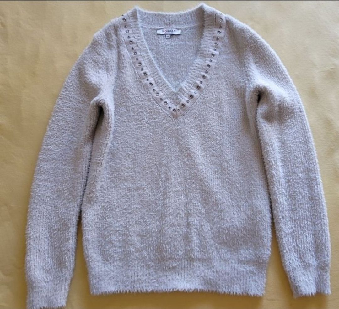Morgan Pullover & Sweatshirts: Morgan Strickpullover mit V-Ausschnitt, Grösse S, Beige – Gebraucht aus Zug von matomic85