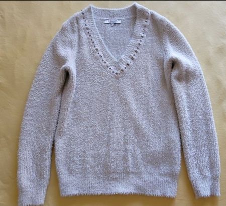 Morgan Strickpullover mit V-Ausschnitt, Grösse S, Beige
