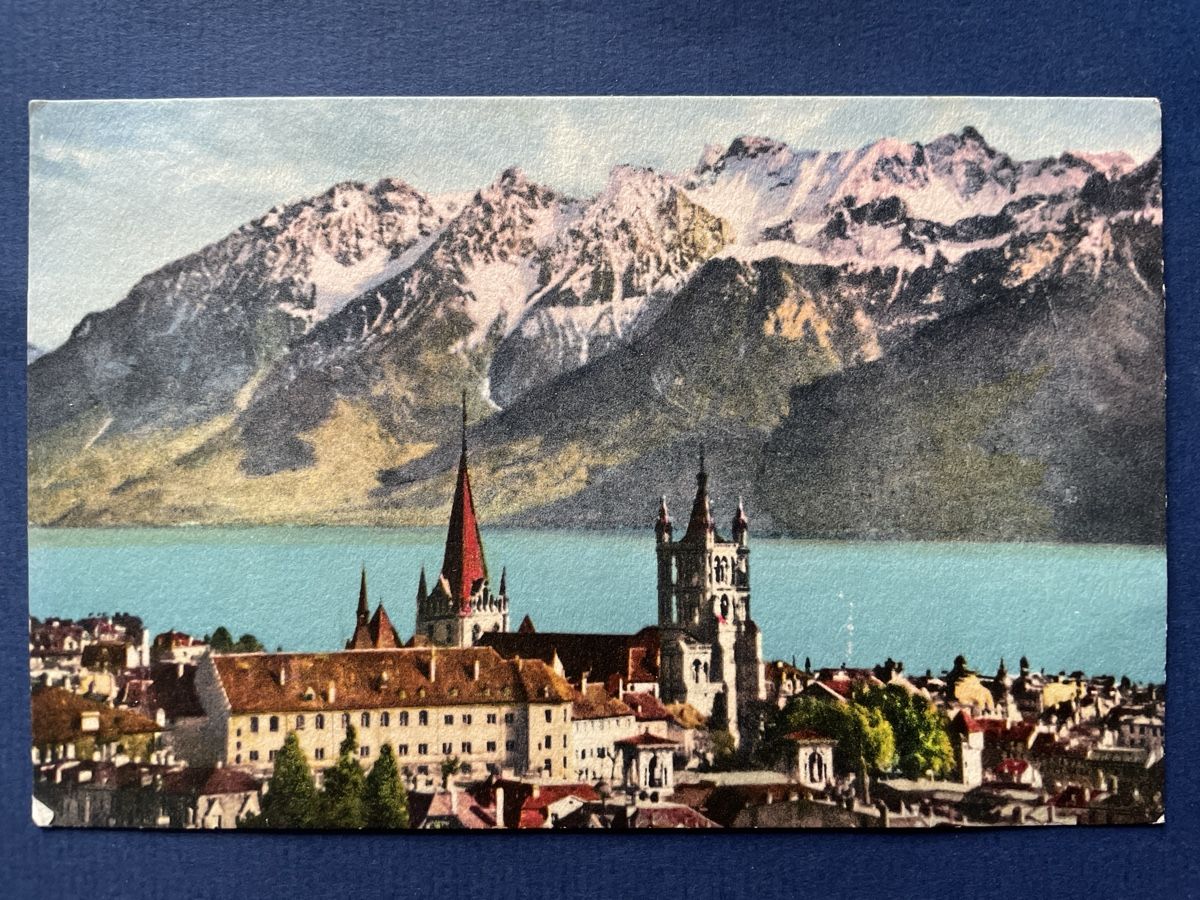 Cartoline postali: Originale Ansichtskarte Lausanne Kathedrale & Alpen, antik – Usato da Neuhausen am Rheinfall venduto da Arielle55
