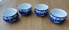 4 Tee-Schalen Porzellan  Bambus-Motiv Japan, neuwertig 
