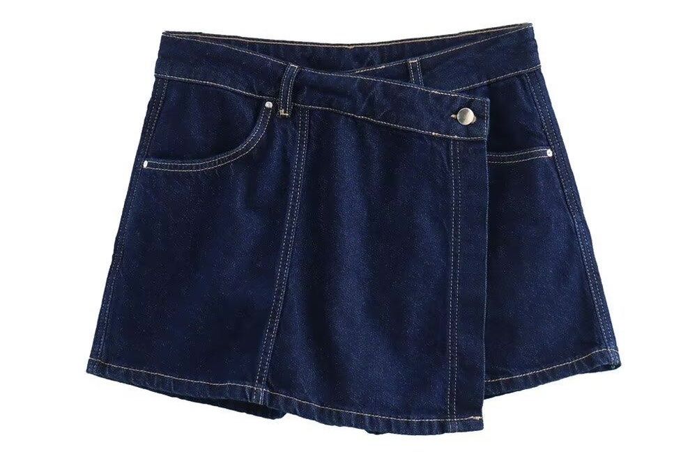 Zara Pantaloni: Zara Denim Wrap Skort - navy blue – Usato da Igis venduto da jul_7vgf 3