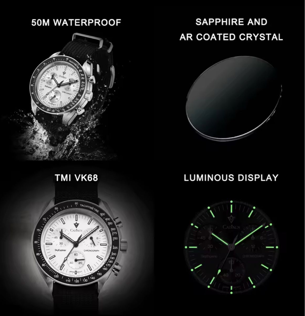 Orologi: CADISEN Herren Chronograph – Nuovo e nell'imballaggio originale da Arnegg venduto da watch-shop 3