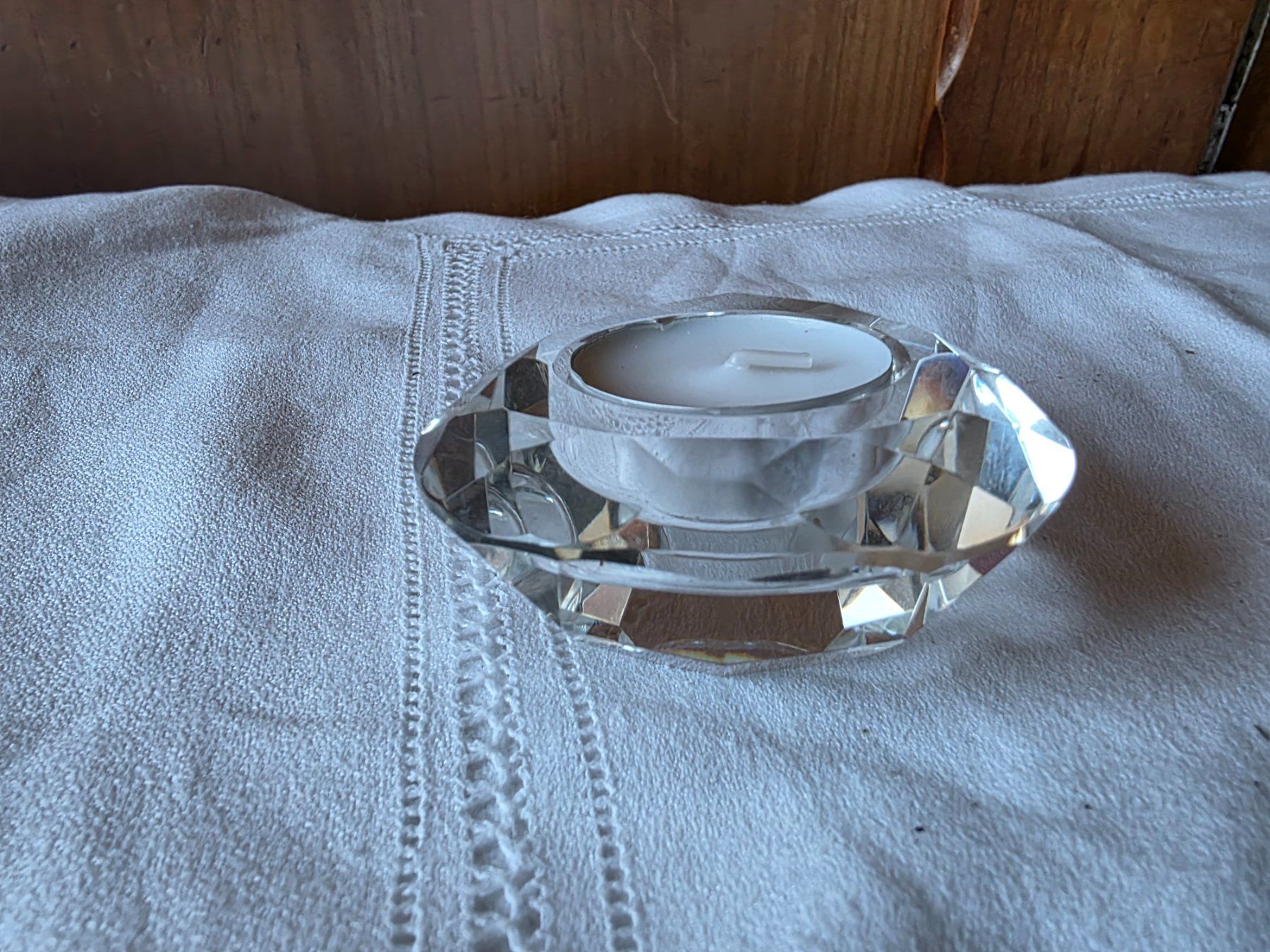 Portacandele: Kristall Glas Tee Licht Ständer – Usato da Walterswil BE venduto da Lonitti 3