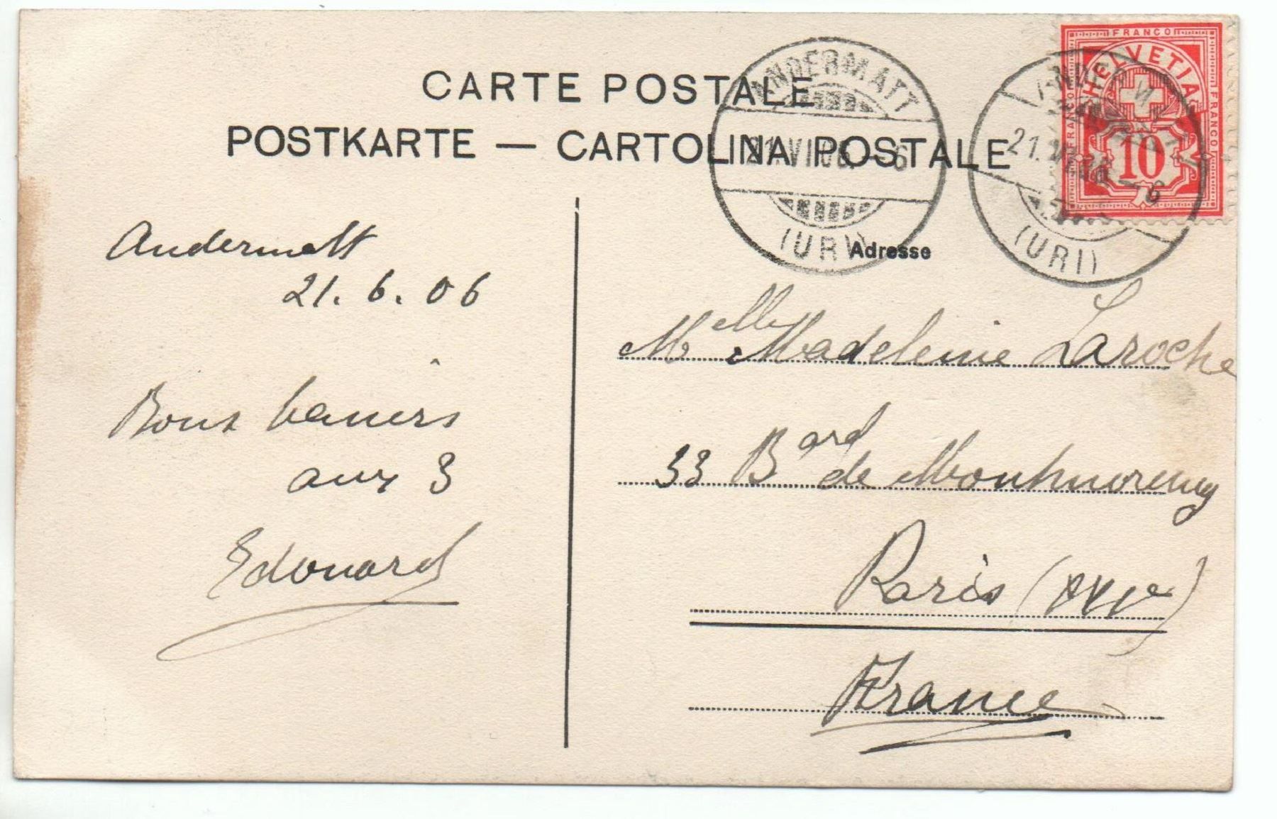 Cartes postales: ANDERMATT Hotel Krone - Postkutsche – D'occasion à Jona par philajona 1