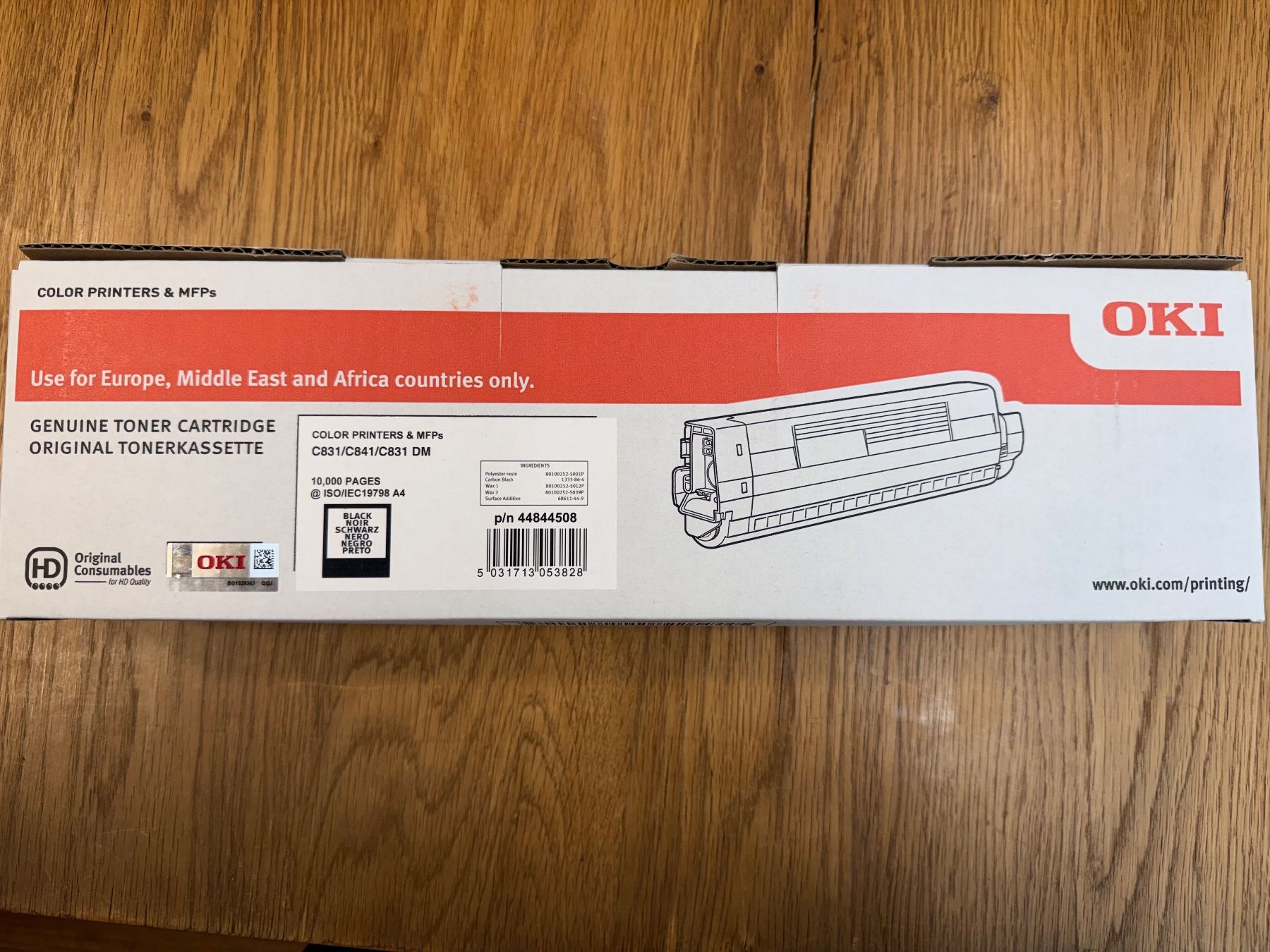 Oki Druckerpatronen & Toner: Oki Toner Schwarz p/n 44844508 C831/C841 – Neu und originalverpackt aus Wil SG von gianon