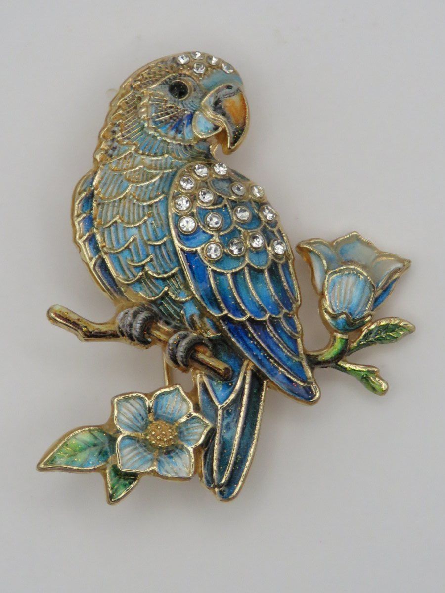 Broches & Aiguilles: Brosche - PAPAGEI - Emaille - Glitzersteine - 5x4cm – Neuf avec emballage d'origine à Grenchen par Yamahwildstar16 2