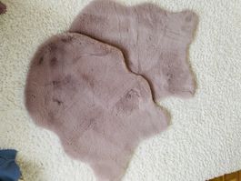 2 Tapis imitation fourrure vieux rose Neuf