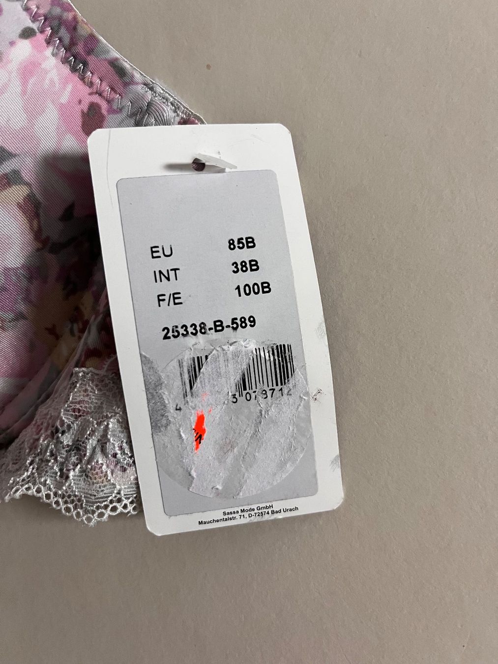 Sassa Sonstige Unterwäsche: SASSA, Schalen-BH, Grösse 85B, Farbe Hellgrau/Blumenmuster – Neu und originalverpackt aus Rudolfstetten von gst_g7xl 6