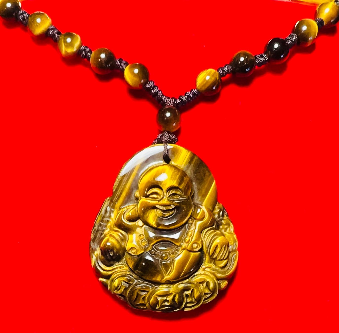 Ciondoli: Gr.BUDDHA Tiger Eye EdelStein KeTTe...für Körper & Psyche... – Nuovo (secondo la descrizione) da Zürich venduto da stock4you