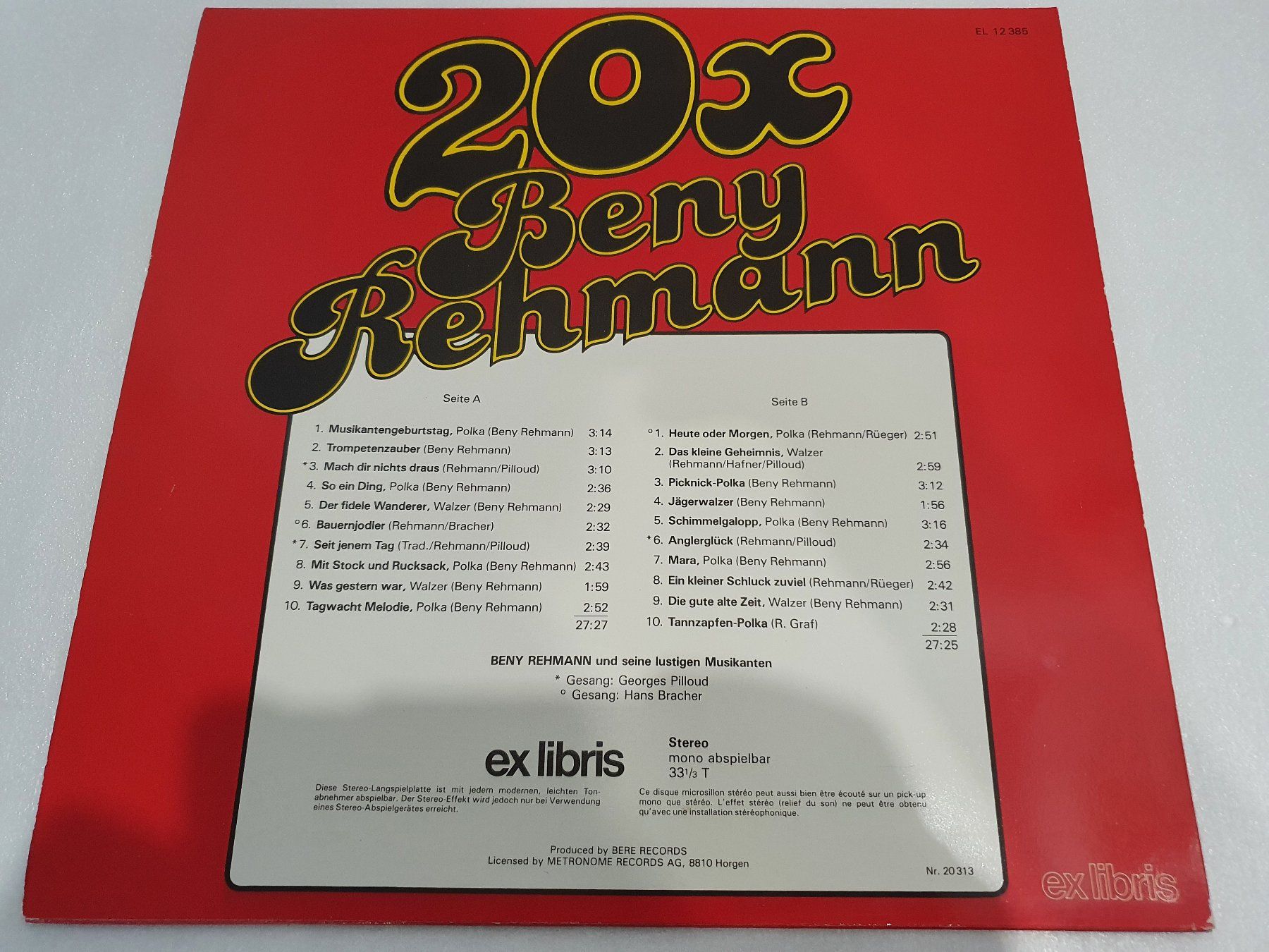 Dischi in vinile: 20 X Beny Rehmann – Usato da Uster venduto da Vinyl-Leidenschaft 1