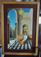 Tableau maçonnique ancien - Peinture à l'huile unique 52