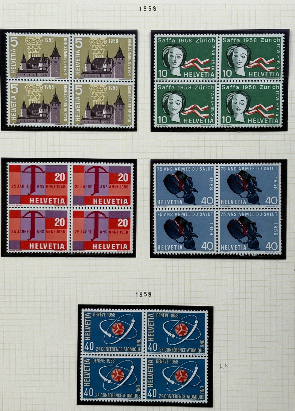 Tutti i francobolli: LOT 4ER BLOCK SCHWEIZ NEU 1958 – Nuovo (secondo la descrizione) da Ostermundigen venduto da Heavenmaus75