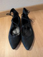 Ecco Schnür-Ballerinas schwarz, Wildleder, Grösse 39